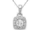 3/10 Carat (ctw H-I, I2-I3) Diamond Solitaire Halo Pendant Necklace in 14K White Gold with Chain
